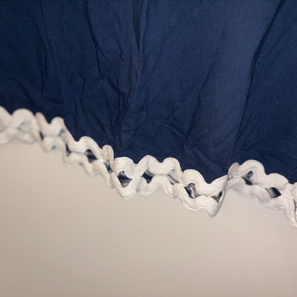 Gretchen Scott Womens L Tunic Blouse Swim Cover Navy w/ White Ric Rac - Picture 2 of 6